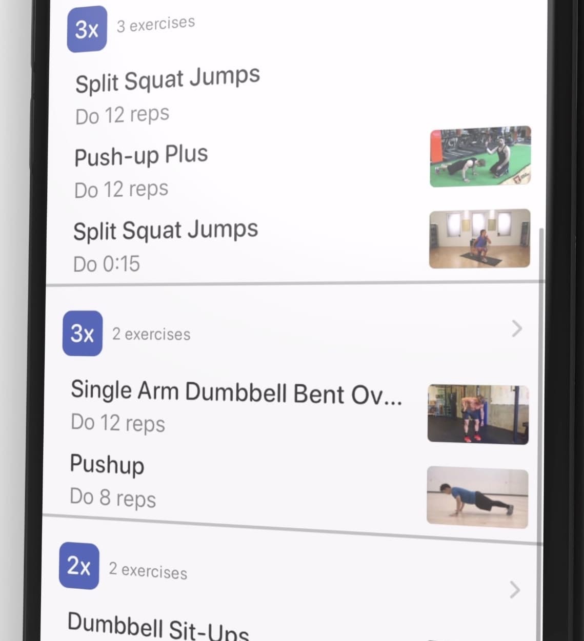 workout builder screenshot